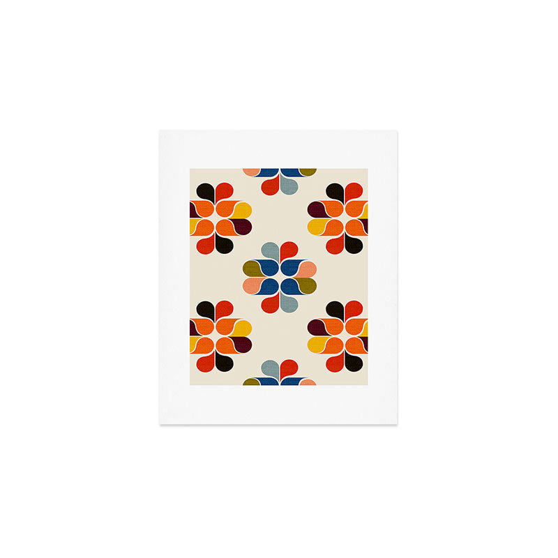 Mod Retro Floral Geometry in Multicolor Art Print Gallery Image 1