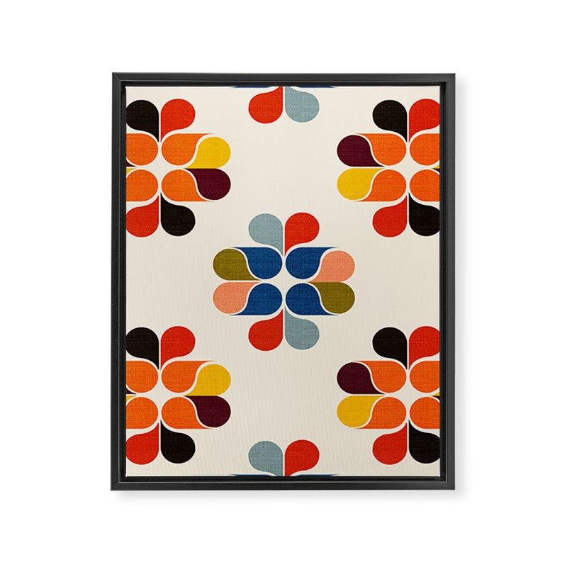 Mod Retro Floral Geometry in Multicolor Framed Canvas Print Gallery Image 8