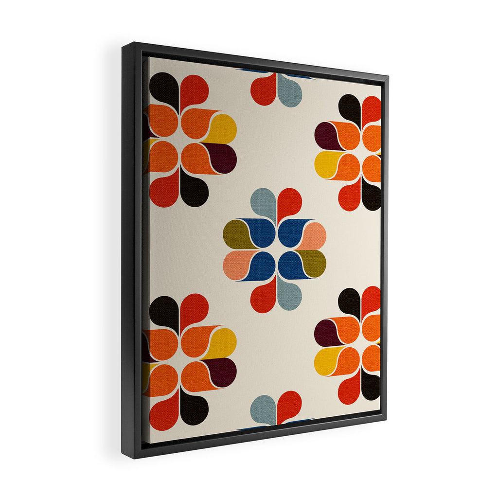 Mod Retro Floral Geometry in Multicolor Framed Canvas Print Gallery Image 2