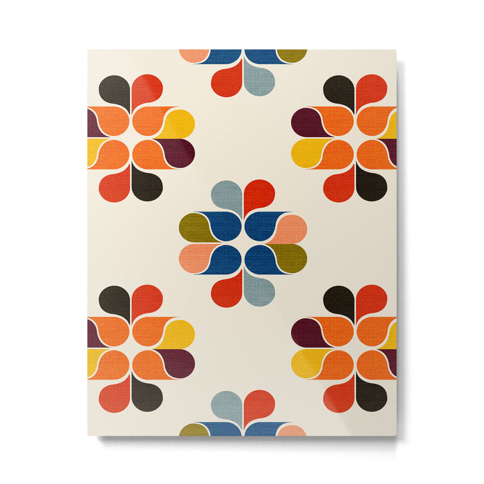 Mod Retro Floral Geometry in Multicolor Metal Print Gallery Image 1