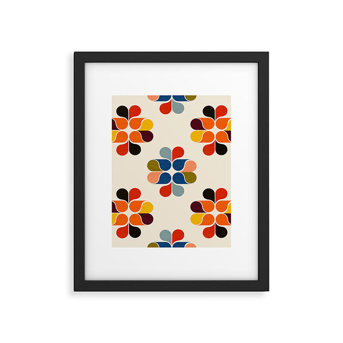 Mod Retro Floral Geometry in Multicolor Framed Art Print Gallery Image 1