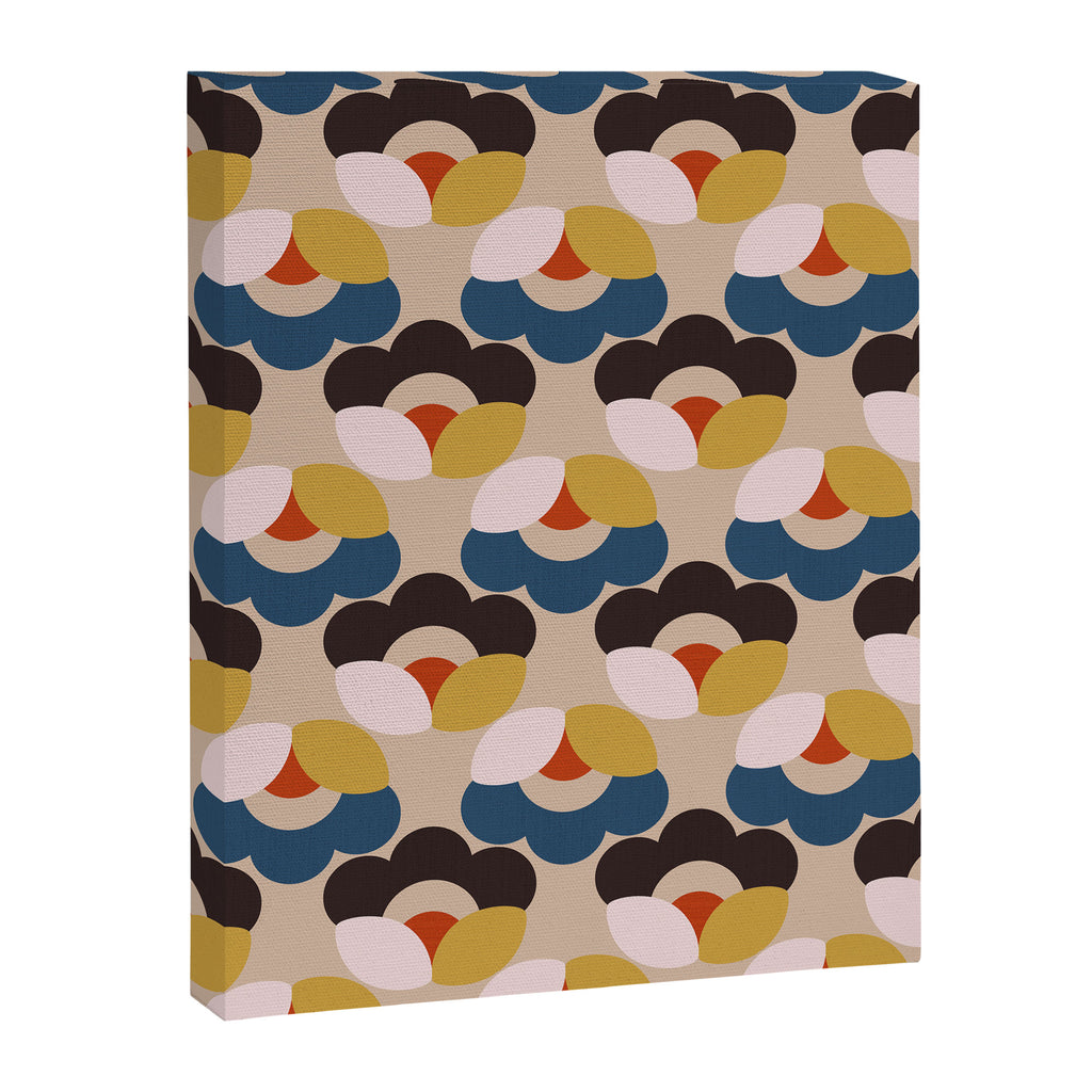 Mod Retro Floral Geometry in Navy Brown and Gold Canvas Print Gallery Image 8