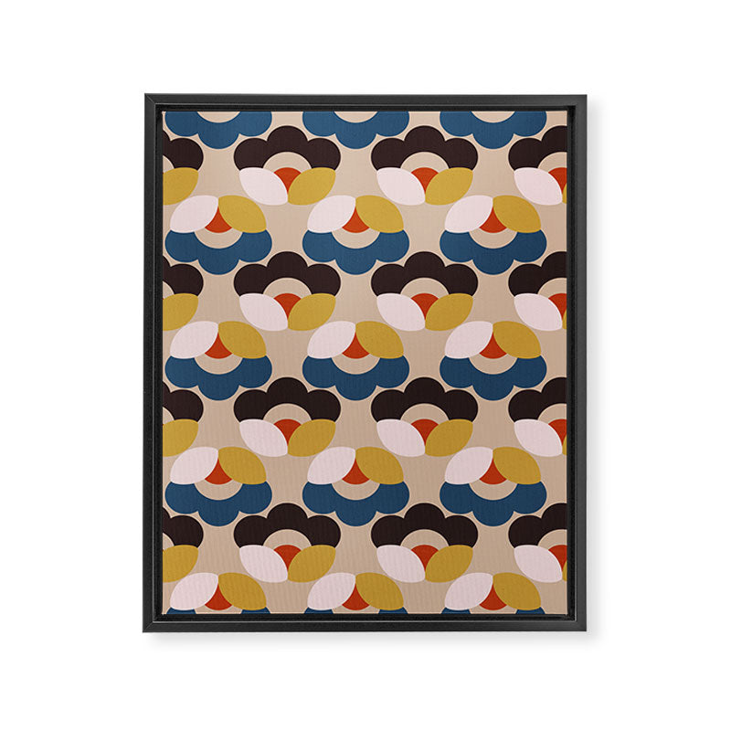 Mod Retro Floral Geometry in Navy Brown and Gold Framed Canvas Print Gallery Image 8