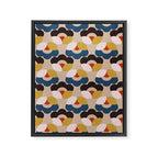 Mod Retro Floral Geometry in Navy Brown and Gold Framed Canvas Print Gallery Image 8