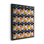 Mod Retro Floral Geometry in Navy Brown and Gold Framed Canvas Print Gallery Image 2