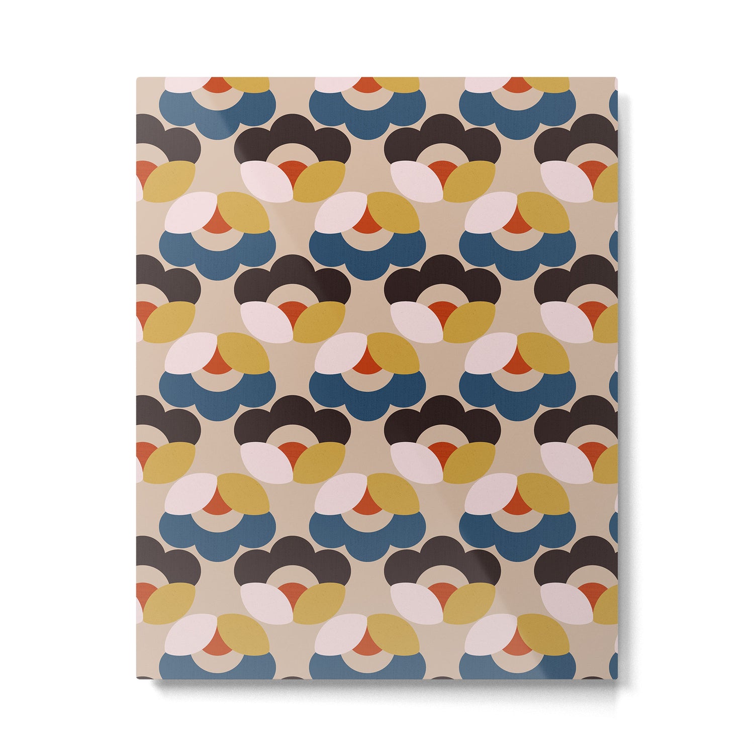 Mod Retro Floral Geometry in Navy Brown and Gold Metal Print Gallery Image 6
