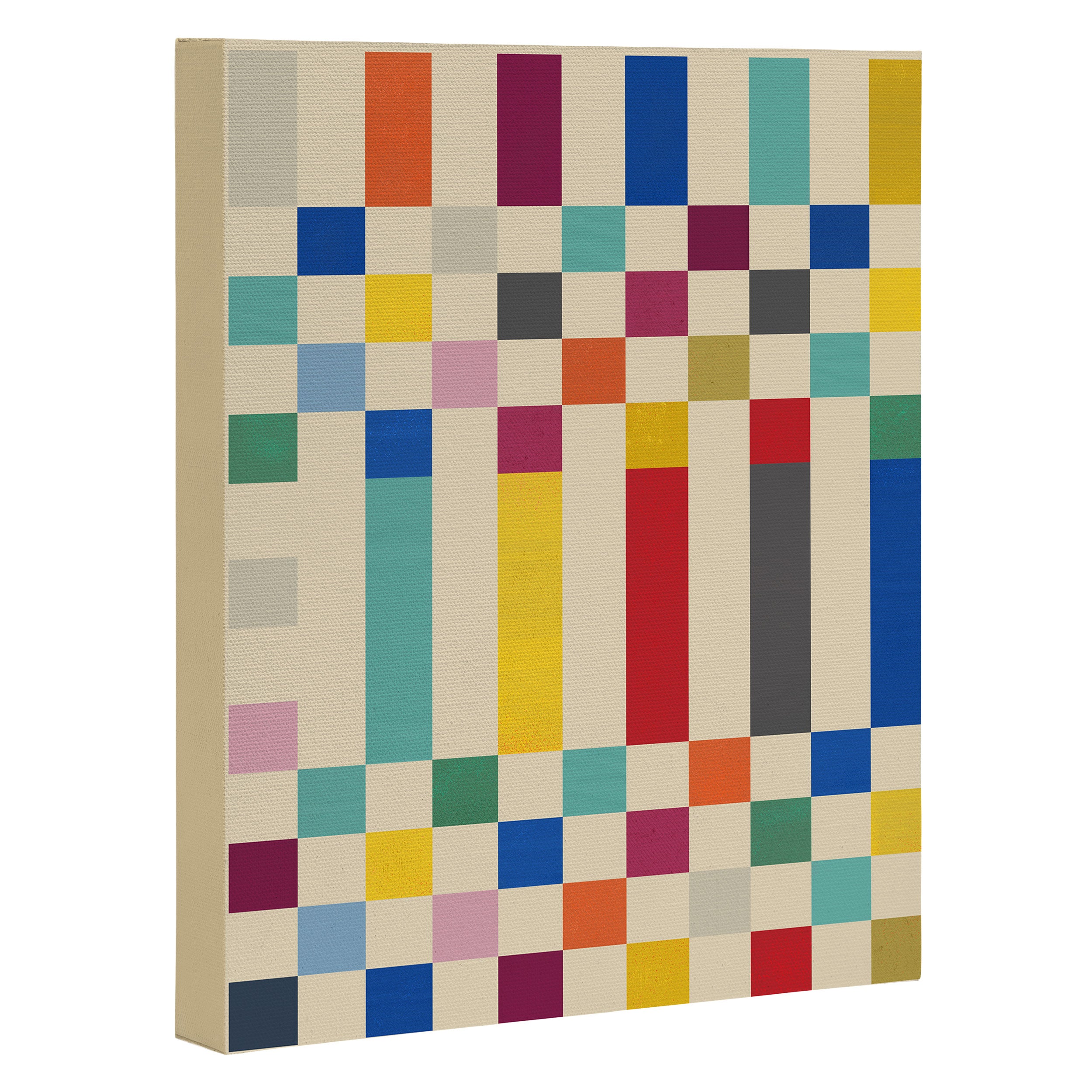 Modern Playful Checkered Abstract Canvas Print Gallery Image 3