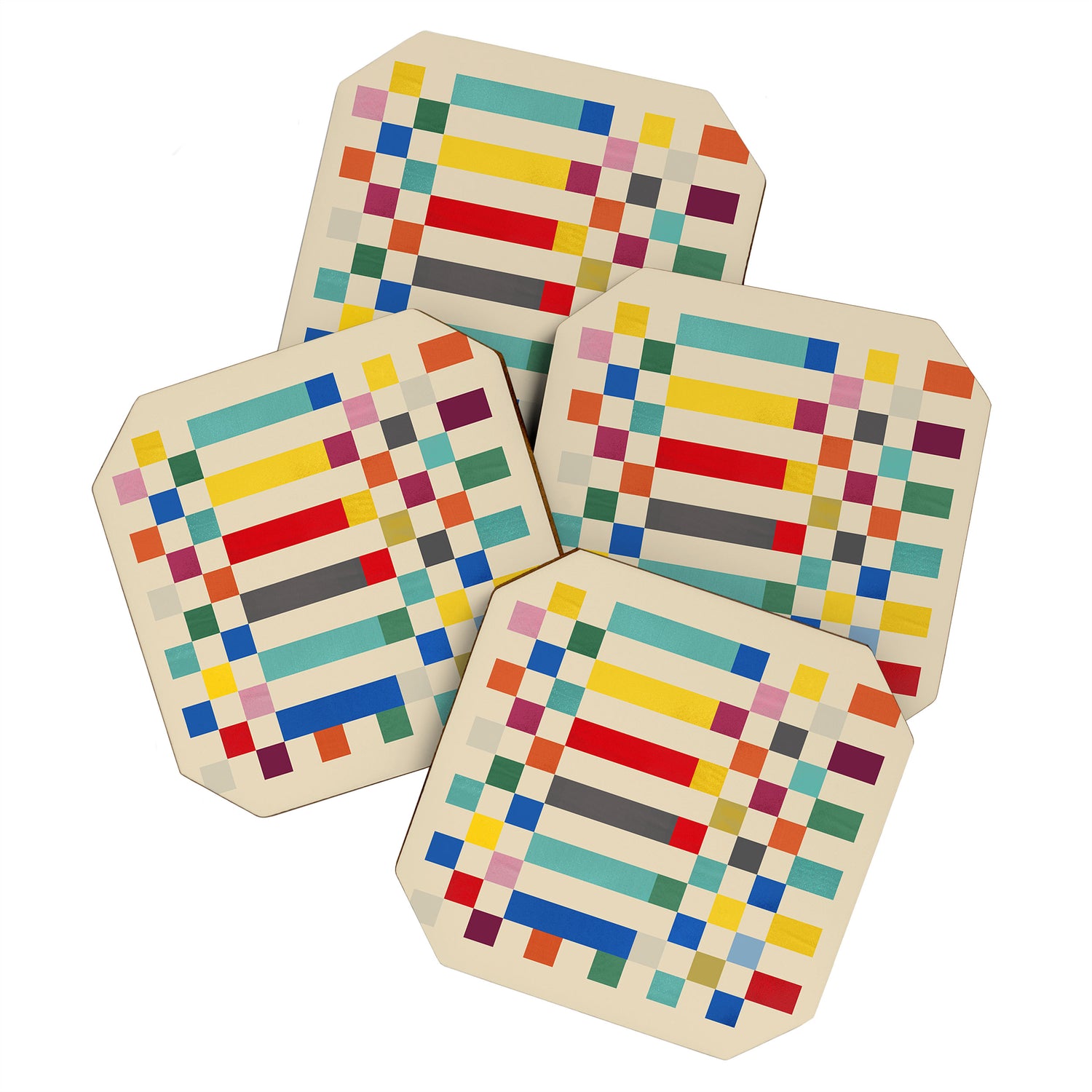 Modern Playful Checkered Abstract Coaster Gallery Image 1