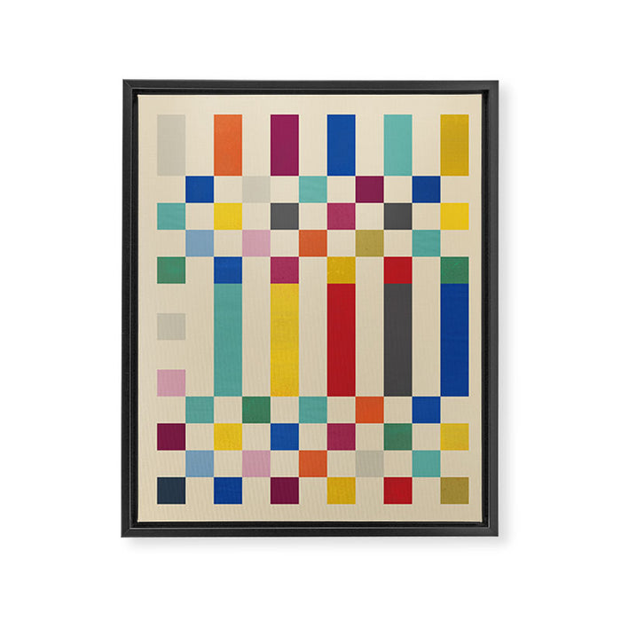 Modern Playful Checkered Abstract Framed Canvas Print Gallery Image 1