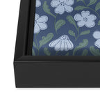 Moody Botanical Blooms on Slate Blue Framed Canvas Print Gallery Image 3