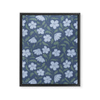 Moody Botanical Blooms on Slate Blue Framed Canvas Print Gallery Image 8