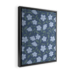 Moody Botanical Blooms on Slate Blue Framed Canvas Print Gallery Image 2