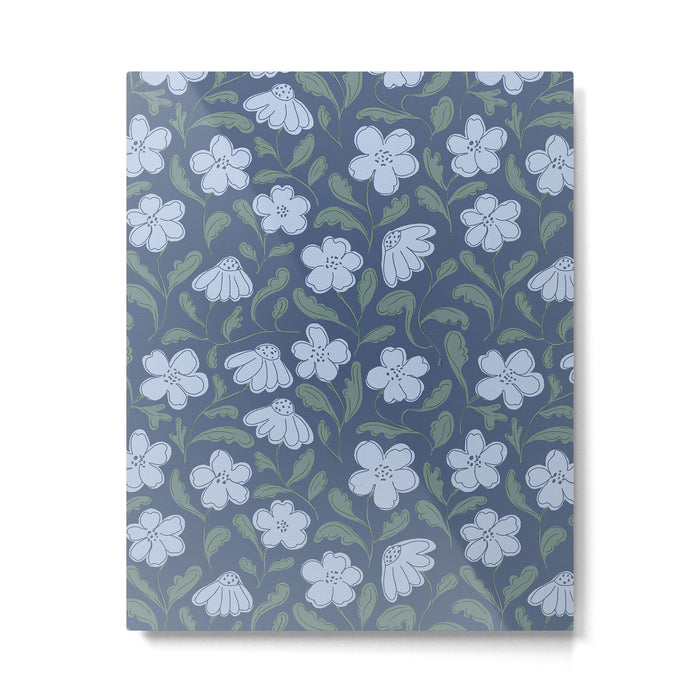 Moody Botanical Blooms on Slate Blue Metal Print Gallery Image 1