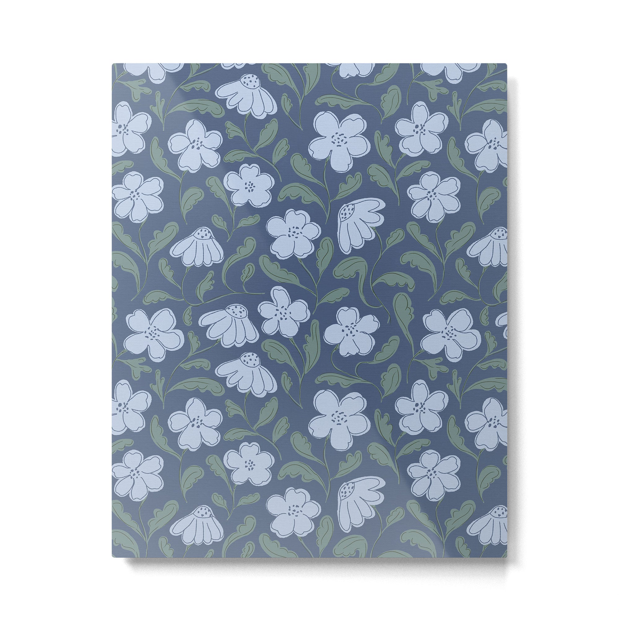 Moody Botanical Blooms on Slate Blue Metal Print Gallery Image 6