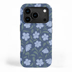 Moody Botanical Blooms on Slate Blue iPhone Case Gallery Image 1