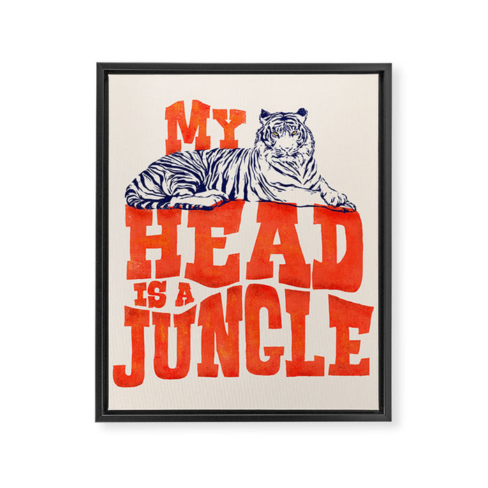 My Head is a Jungle-Tiger typography Framed Canvas Print Gallery Image 1