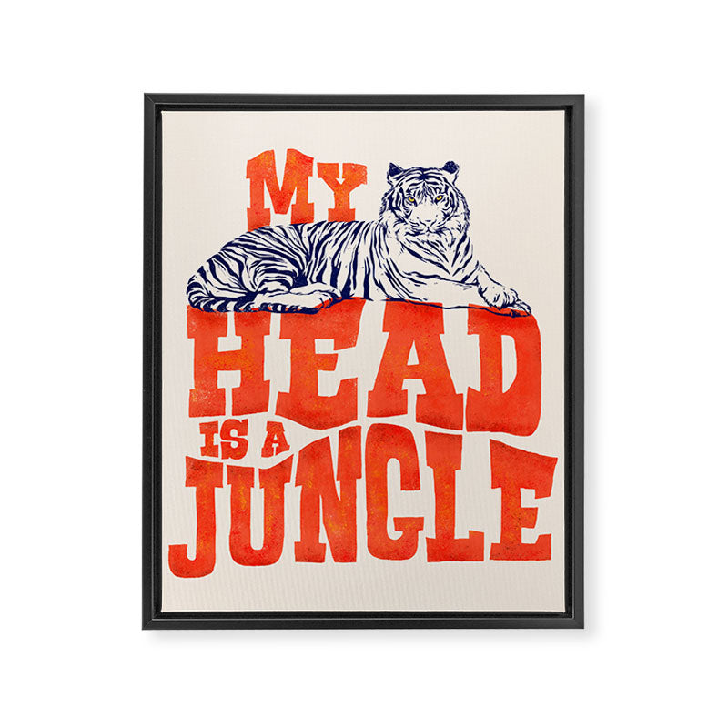 My Head is a Jungle-Tiger typography Framed Canvas Print Gallery Image 8