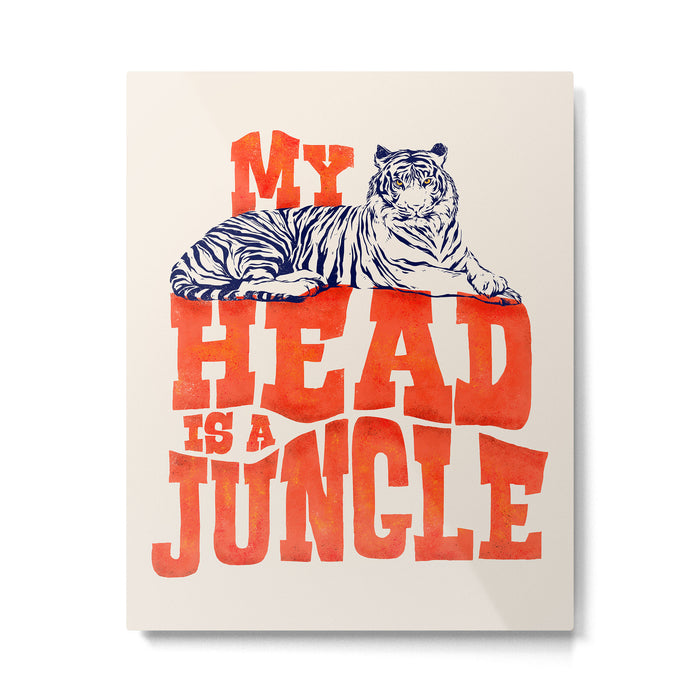My Head is a Jungle-Tiger typography Metal Print Gallery Image 1