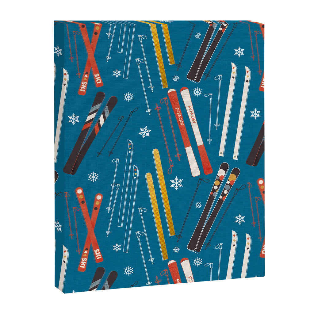 Nostalgic Winter Ski Scene Retro Holiday Pattern Canvas Print Gallery Image 8