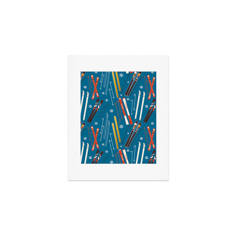 Nostalgic Winter Ski Scene Retro Holiday Pattern Art Print Gallery Image 1