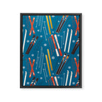 Nostalgic Winter Ski Scene Retro Holiday Pattern Framed Canvas Print Gallery Image 8