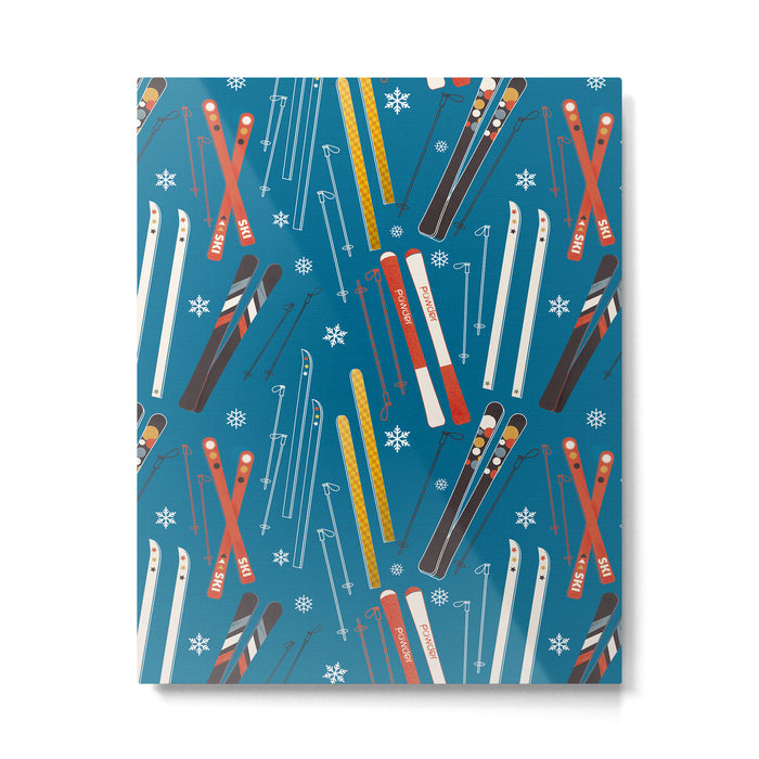 Nostalgic Winter Ski Scene Retro Holiday Pattern Metal Print Gallery Image 1