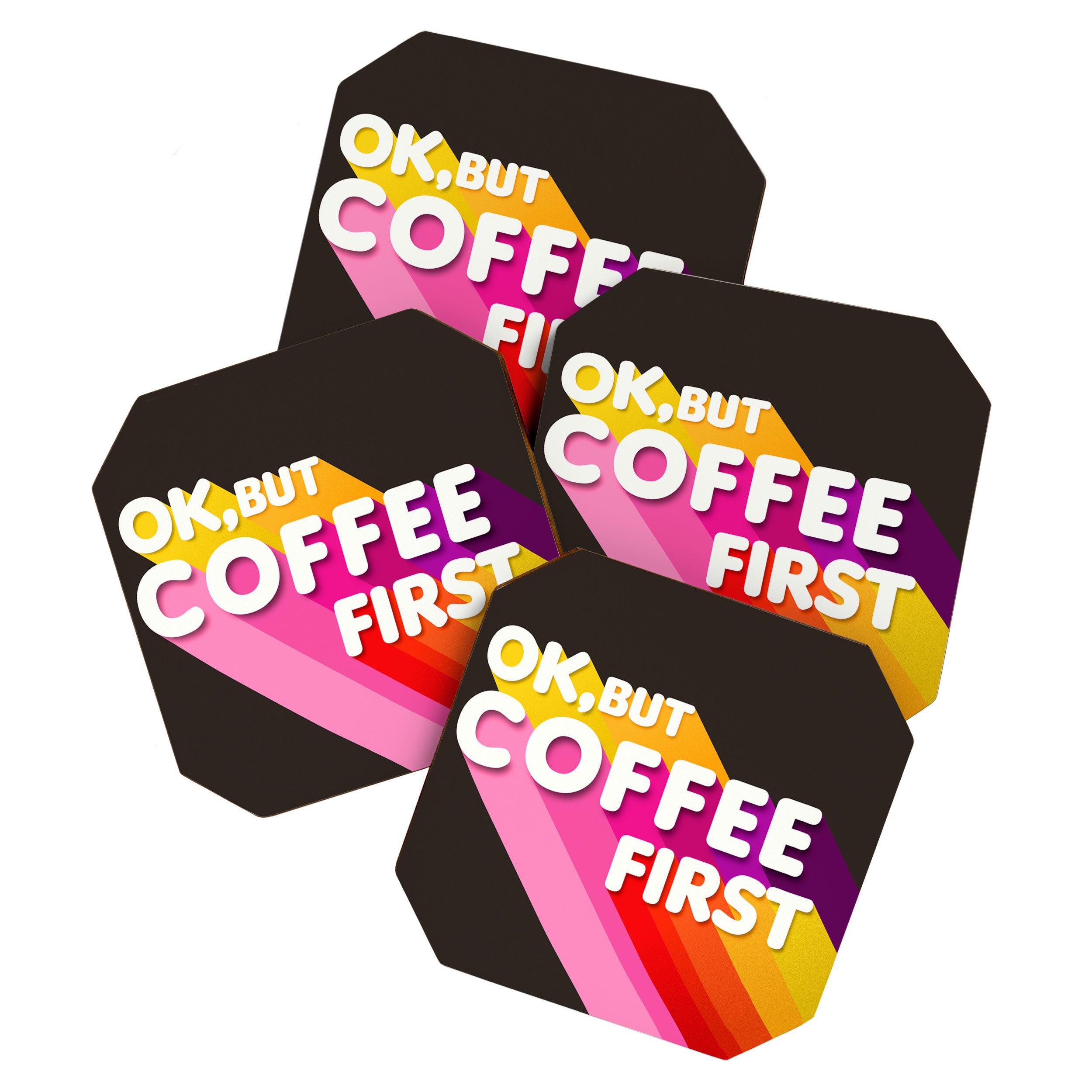 OK, but coffee first - retro typography Coaster Gallery Image 1