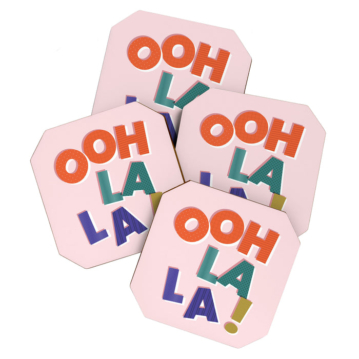 OOH LA LA! colorful french typography Coaster Gallery Image 1