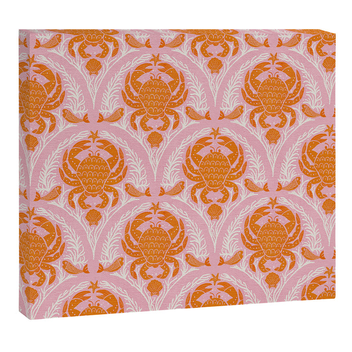 Orange Crab On Pink Pattern Canvas Print Gallery Image 1
