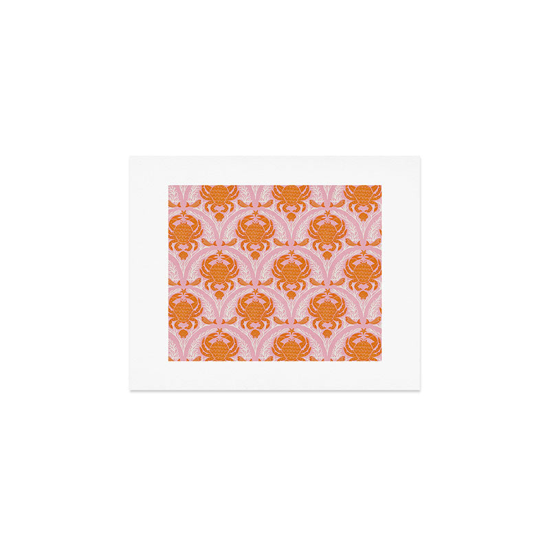 Orange Crab On Pink Pattern Art Print Gallery Image 1