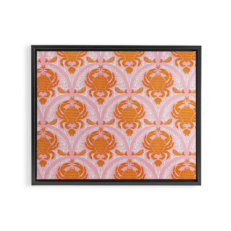 Orange Crab On Pink Pattern Framed Canvas Print Gallery Image 8
