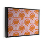 Orange Crab On Pink Pattern Framed Canvas Print Gallery Image 2