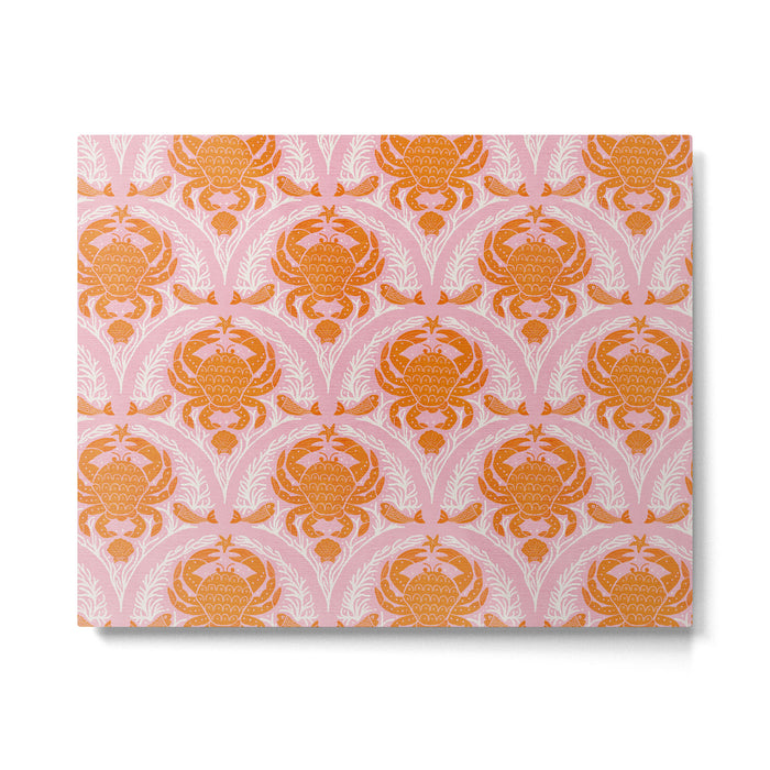 Orange Crab On Pink Pattern Metal Print Gallery Image 1