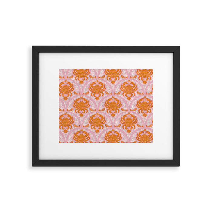 Orange Crab On Pink Pattern Framed Art Print Gallery Image 1