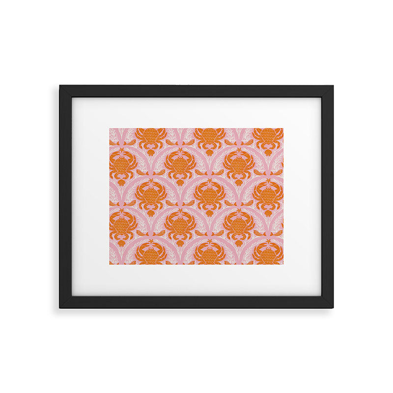 Orange Crab On Pink Pattern Framed Art Print Gallery Image 4