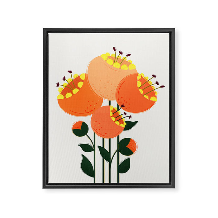 Orange Garden Flowers Framed Canvas Print Gallery Image 1