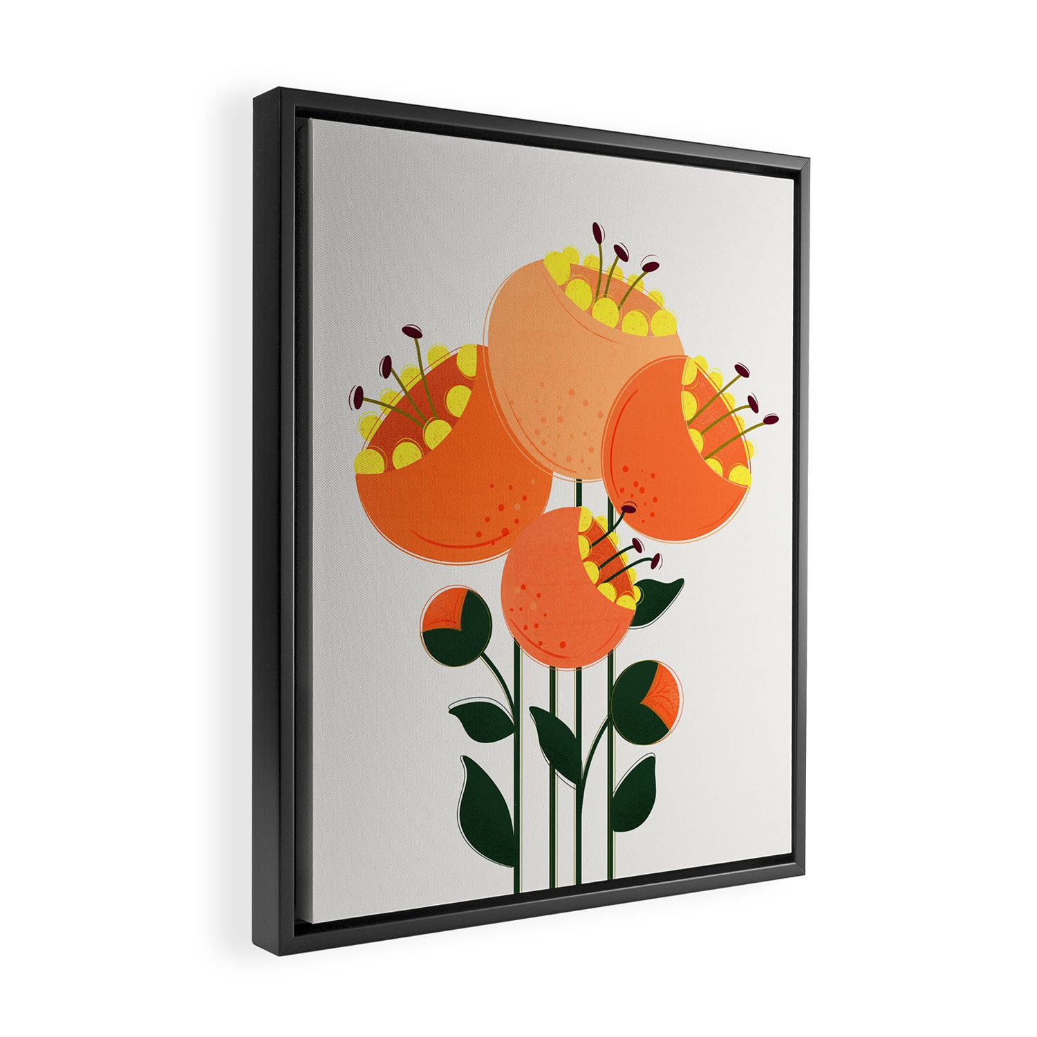 Orange Garden Flowers Framed Canvas Print Gallery Image 2