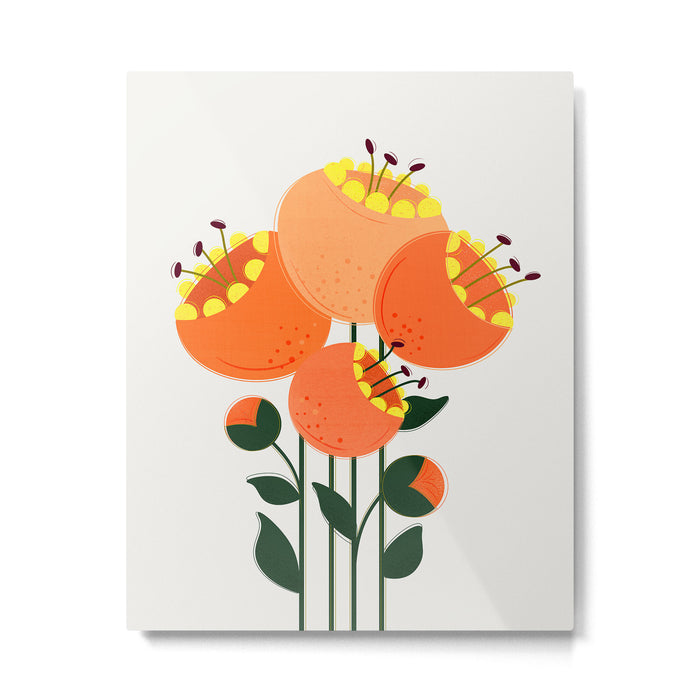 Orange Garden Flowers Metal Print Gallery Image 1