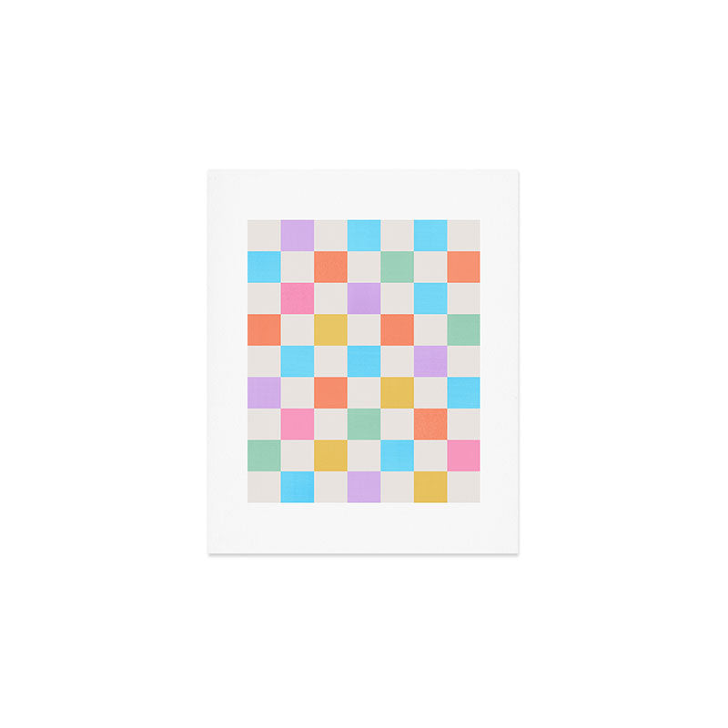 Pastel Checkered Pattern Art Print Gallery Image 1