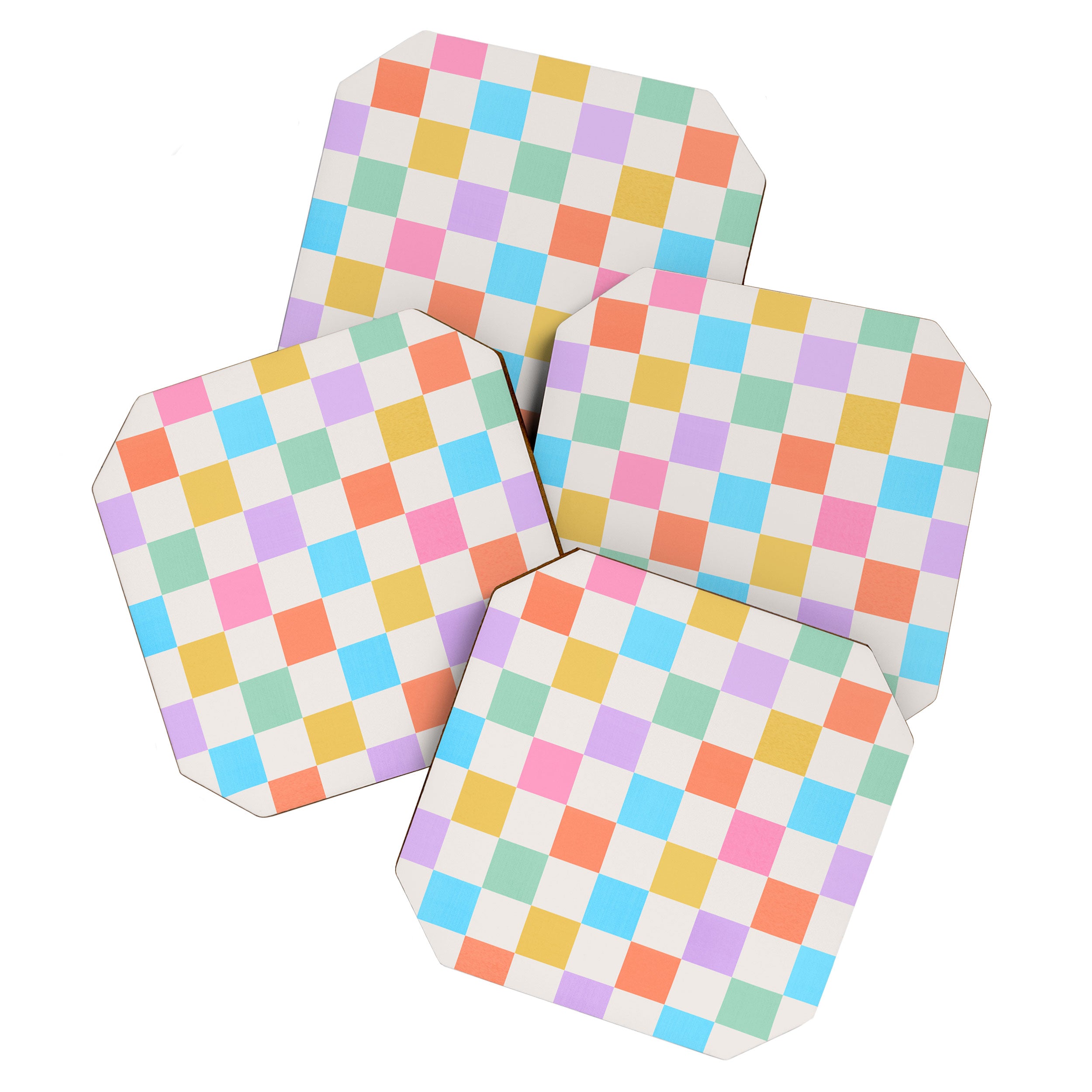 Pastel Checkered Pattern Coaster Gallery Image 1