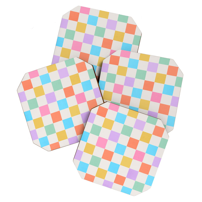 Pastel Checkered Pattern Coaster Gallery Image 1