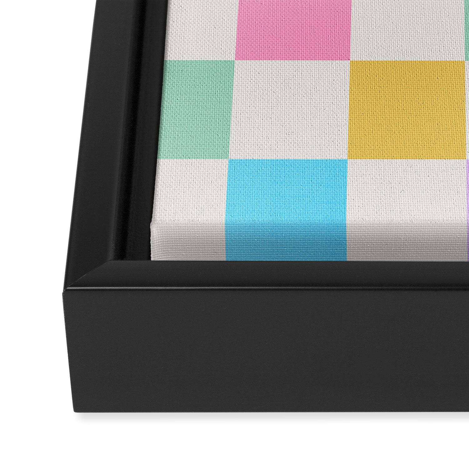 Pastel Checkered Pattern Framed Canvas Print Gallery Image 3
