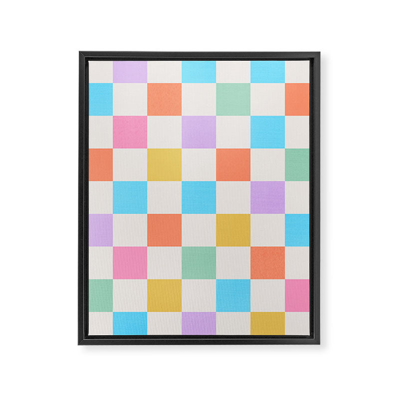 Pastel Checkered Pattern Framed Canvas Print Gallery Image 8