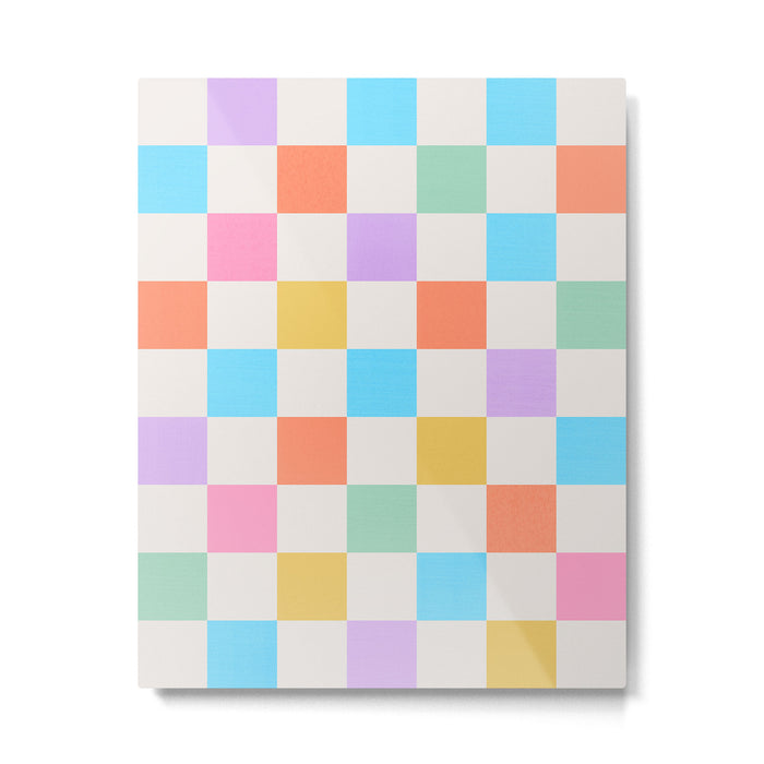 Pastel Checkered Pattern Metal Print Gallery Image 1