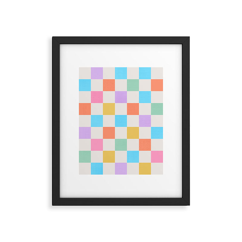 Pastel Checkered Pattern Framed Art Print Gallery Image 6