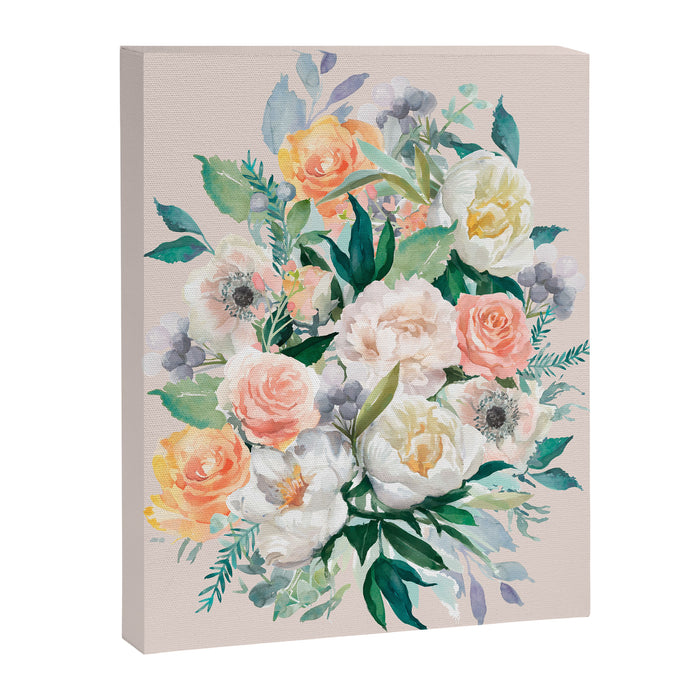 Pastel flower bouquet with roses Canvas Print Gallery Image 1