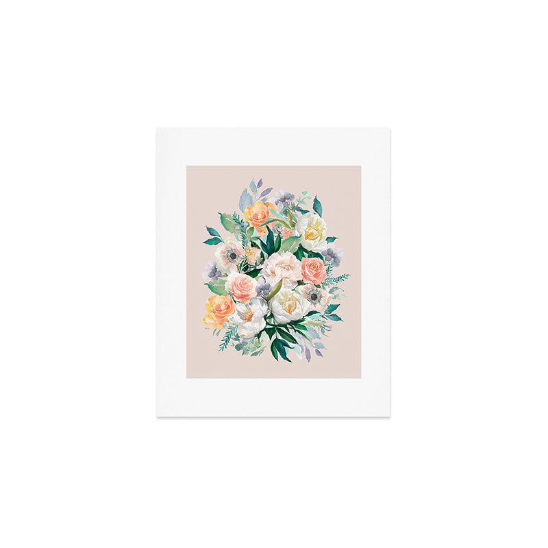 Pastel flower bouquet with roses Art Print Gallery Image 1