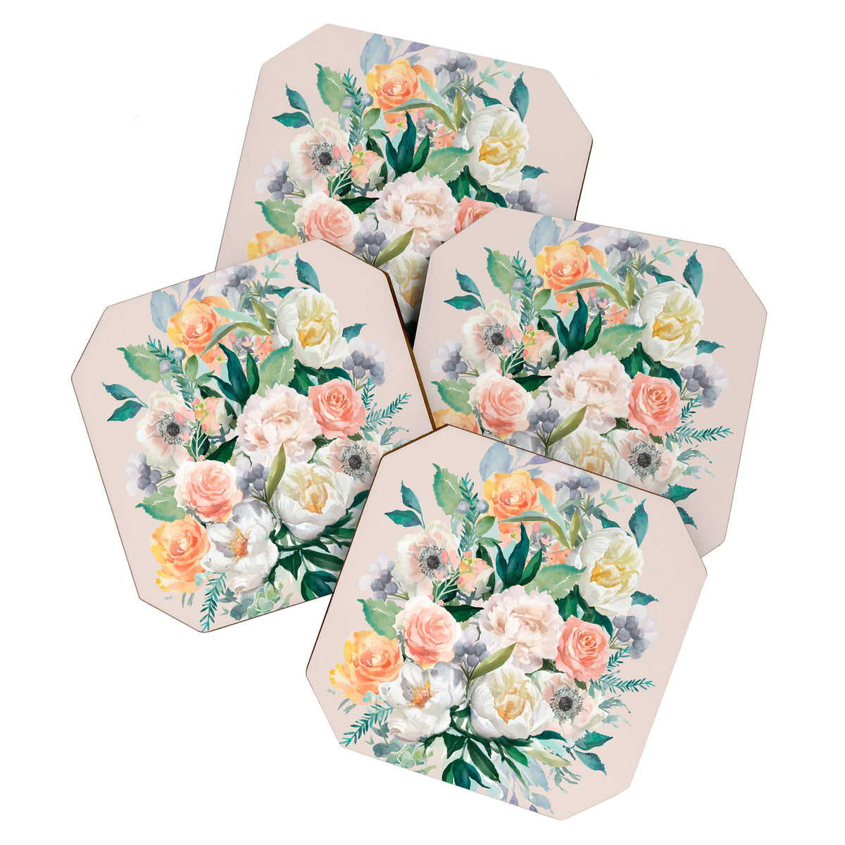 Pastel flower bouquet with roses Coaster Gallery Image 1