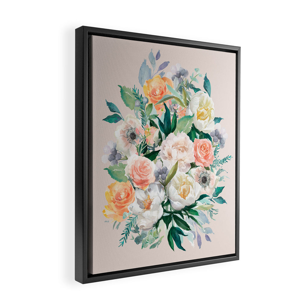 Pastel flower bouquet with roses Framed Canvas Print Gallery Image 2