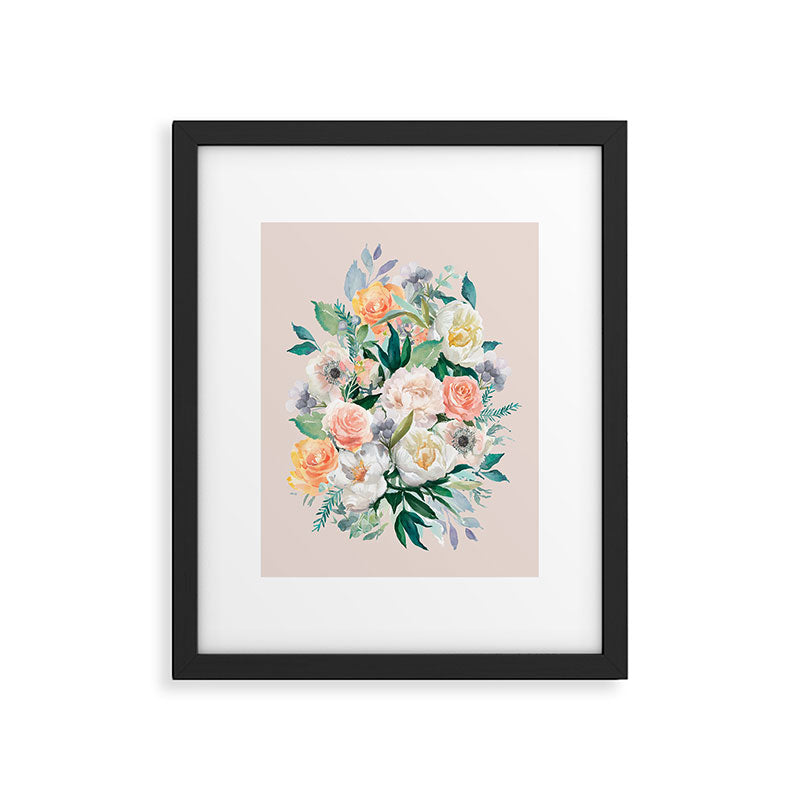 Pastel flower bouquet with roses Framed Art Print Gallery Image 6